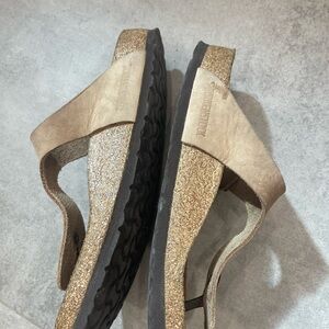 Birkenstock Tan Sandals with Strappy Design and Open Toe